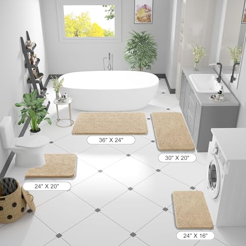 OLANLY Toilet Rugs U-Shaped 20x20, Soft Absorbent Chenille Contour Rugs - color: Beige, size: 20" X 20" Contour Rug