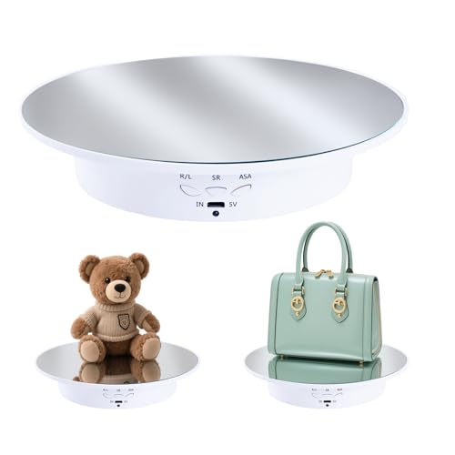 Rotating Display Stand Turntable Stand Spinning Stand for Product Shows White,7.87inch /17.6lbs Max Load,White Round