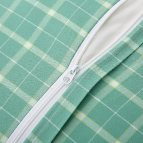 Mywinlle Mint Green Plaid Ruffle Throw Pillow Shams 18"x18" Set of 2 - color: Mint Green Plaid, size: 18" x 18" (Pack of 2)