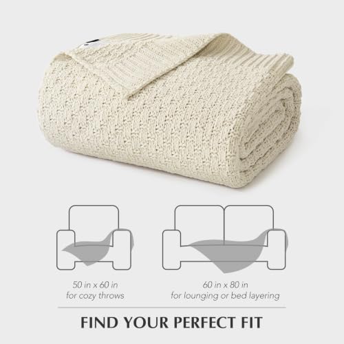EVERGRACEHOME Chunky Chenille Knit Throw Blanket, Birch, 50" x 60" - color: Birch, size: 50" x 60"