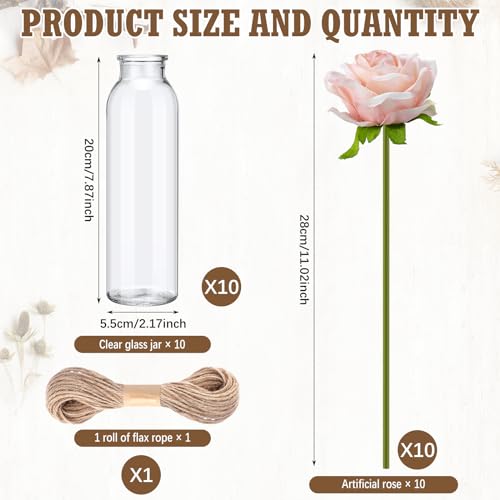 Qinyoung 10 Set Dried Pampas Grass Table Centerpiece for Wedding, Pink - color: Pink