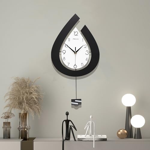 Large Modern Black Pendulum Wall Clock for Living Room Decor - size: 22.4 INCH