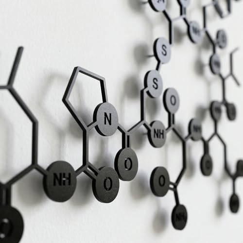 DEKADRON Metal Wall Art, Oxytocin Molecule, Metal Wall Art, Science Art, Biology Chemistry Art, Oxytocin Sign Chemical Formula (24" W x 15" H / 60x39cm) - size: 24"L x 15"W