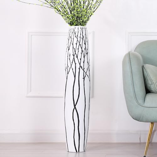 Leewadee Decorative Tall Floor Vase for Living Room Decor, 34 inches, White, Resin - color: White / Grove, size: 34 inches