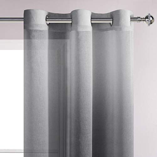 DWCN Black Ombre Sheer Curtains 54 Inches Long for Living Room 2 Panels Set - color: Black, size: 42"W x 54"L (Pack of 2)