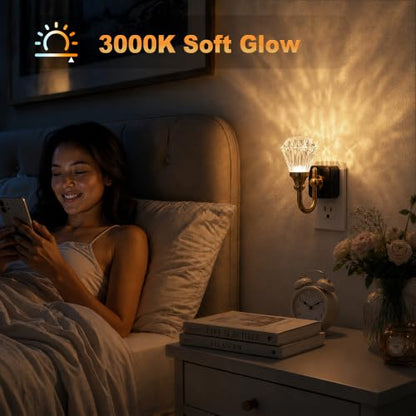 JandCase Night Light, Night Lights Plug into Wall, Crystal LED Nightlight - color: Diamond Flower