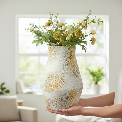 Rustic Farmhouse Ceramic Vase, 11 Inch Tall - color: Rustic White, size: 11 inch