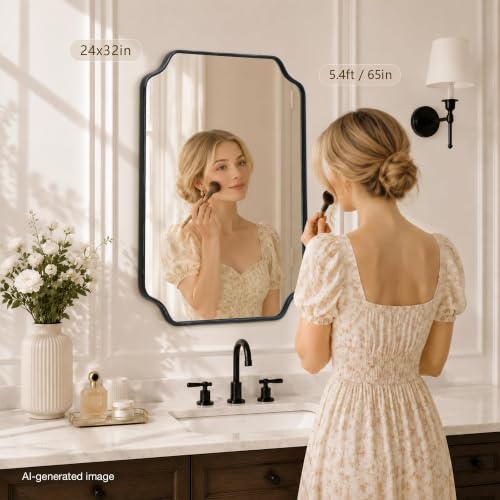 Besdomus Black Modern Bathroom Mirror: 24"x32" Minimalist Vanity Mirrors - color: Black, size: 32"L x 24"W