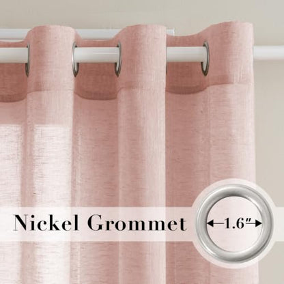 H.VERSAILTEX Baby Pink Linen Sheer Curtains 63" 2 Panels Grommet - color: Baby Pink, size: 52"W x 63"L (Pack of 2)