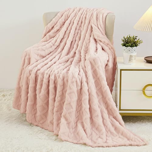 Aganear Fleece Throw Blanket for Bed Couch 90"x90" Pink - color: Pink, size: Queen(90×90in)
