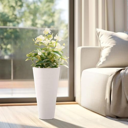 Kante Set of 2 White Plastic Round Planters 18" Tall Home & Outdoor - color: White, size: 18" H