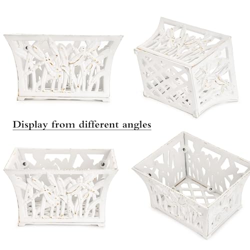 Sungmor Cast Iron Plant Basket with Non-Woven Growing Bag - Rust White - color: Antique White - Rectangle