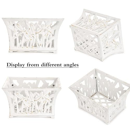 Sungmor Cast Iron Plant Basket with Non-Woven Growing Bag - Rust White - color: Antique White - Rectangle