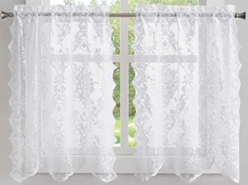 Warm Home Designs 3 Piece Lace Kitchen Tiers & Valances. L White Set 24 - color: White, size: 30"W x 24"L (Pack of 3)
