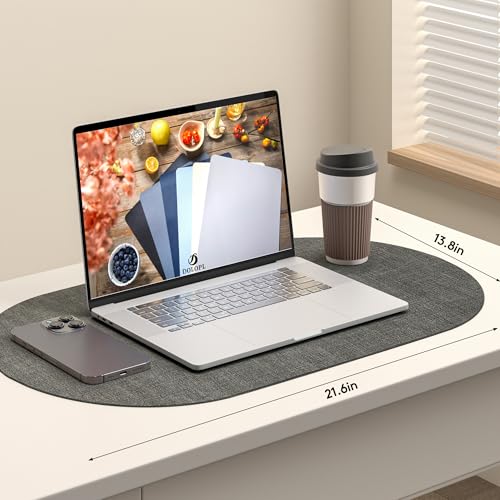 DOLOPL Oval Placemats Set of 6, Charcoal Faux Leather Place Mats, Large - color: Charcoal, size: Large: 13.8" x 21.6"
