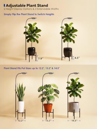 Smart Grow Light for Indoor Plants, 24W LED Plant Light with Plant Stand