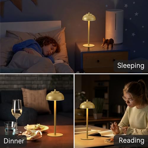 Cordless Table Lamps, Rechargeable LED Touch Lamp, Gold, 2 Pack - color: Gold-Set of 2