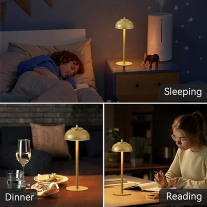 Cordless Table Lamps, Rechargeable LED Touch Lamp, Gold, 2 Pack - color: Gold-Set of 2