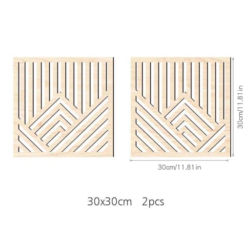 Geometric Mountain Wood Wall Art Decor, 2 Pcs Modern Mountain Wall Sculptures Wooden Square Hanging Abstract Panels, 3D Square Hollow Wood Art Wall Decor for Home Office Living Room Bedroom (Beige) - color: Beige