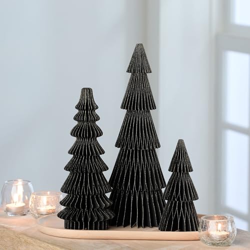 Winter Honeycomb Paper Trees, Set of 3 (Medium Set 3 Black) - color: Medium Set 3 Black