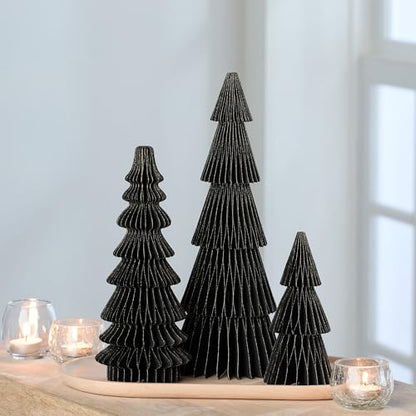 Winter Honeycomb Paper Trees, Set of 3 (Medium Set 3 Black) - color: Medium Set 3 Black