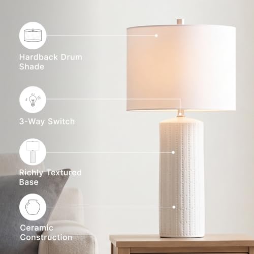 Signature Design by Ashley Table Lamp Set of 2, White Ceramic, 3-Way - color: White