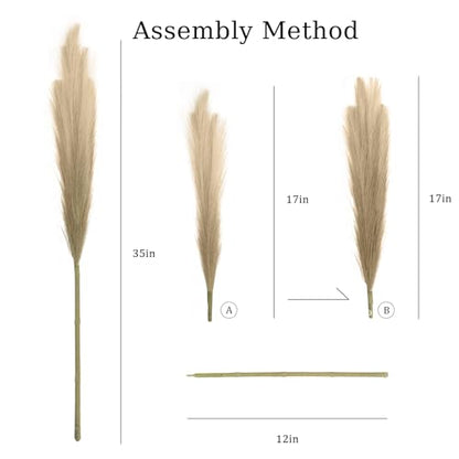 8 Pcs 35.4" Brown Gradient Faux Pampas Grass, Tall Pampas Grass Vase Filler - color: Brown, size: 35.4inch-8Pcs