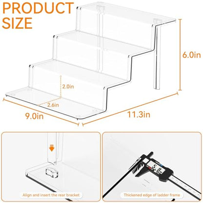 Yieach 4 Tier Clear Acrylic Display Risers,9 Inch Large Perfume Organizer,Colonge Stand and Cupcake Risers,Acrylic Tiered Display Stand for Figure,Funko Pop,Food,Candle,Fragrance Display,Cologne Shelf - size: 2.8 In Width-4 Tier