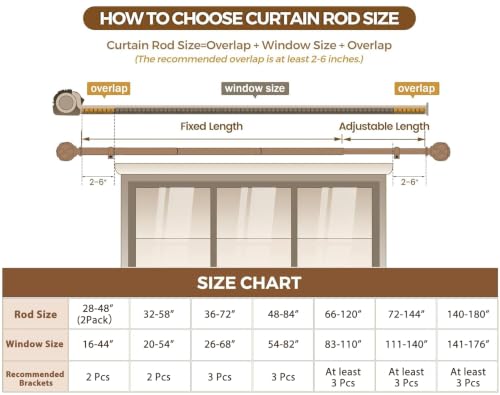KAMANINA Curtain Rods for Windows 72 to 144 Inch, Long Heavy Duty, Bronze - color: Antique Bronze, size: 72-144"