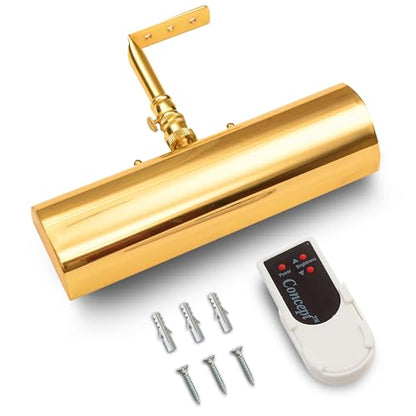 Concepdesigns Picture Light, Battery Operated Picture Light, Dimmable Wireless Picture Lights for Wall, Art Light, Library Light Battery Operated with Remote Control - 7.75 inches, Polished Brass - color: Polished Brass, size: 7.75 inch