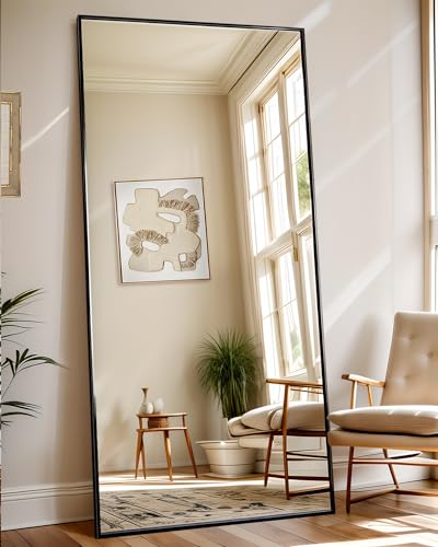 Antok Full Length Mirror, 71"x32" Floor Mirror with Stand, Black, Rect - color: Black (Rect), size: 71"L x 32"W