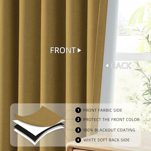 ChrisDowa Golden Brown Blackout Curtains 45 Inch Long 2 Panels for Bedroom - color: Gold Brown, size: 52"W x 45"L (Pack of 2)