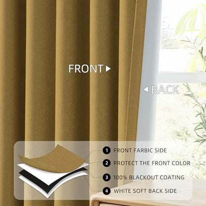 ChrisDowa Golden Brown Blackout Curtains 45 Inch Long 2 Panels for Bedroom - color: Gold Brown, size: 52"W x 45"L (Pack of 2)