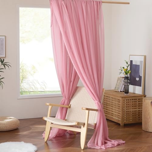 NICETOWN Pink Bed Canopy for Nursery, W114xL160, 1 Panel - color: Pink, size: 114"W x 160"L (Pack of 1)