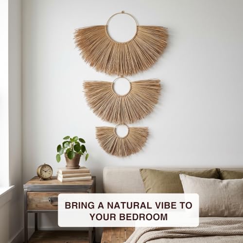 Chicvillage Handmade Wall Basket Set For Boho Decor (Set 3-Piece Sunshine)