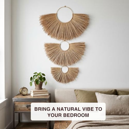 Chicvillage Handmade Wall Basket Set For Boho Decor (Set 3-Piece Sunshine)