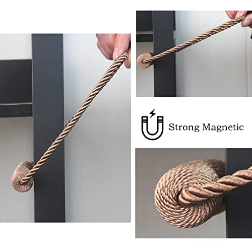 Magnetic Curtain Tiebacks Decorative Holdbacks Rope Tie Back Drapes Hangtty - color: Khaki