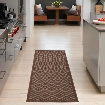 Nourison Home Versatile Brown 2'2" x 7'6 Area Rug - Easy Clean, Non Shedding, Bed Room, Living Room, Dining Room, Kitchen (8' Runner) - color: Brown, size: 2'2" x 7'6" (Runner)
