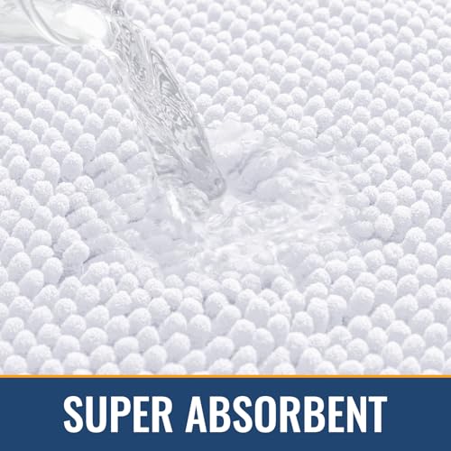 Arotive Bathroom Rugs 30x20, Soft Absorbent Shaggy Chenille Bath Rugs - color: White, size: 30" X 20"