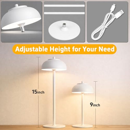 White Cordless Table Lamps, Rechargeable LED Touch Lamp, 2 Pack - color: White