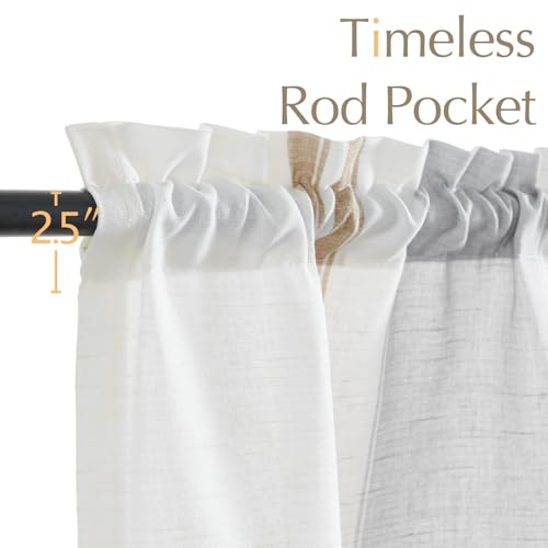 jinchan Linen Pencil Stripe Valances for Window 16 inch,Taupe Grey,1 Panel - color: Pencil Stripe | Taupe Grey, size: 50"W x 16"L (Pack of 1)