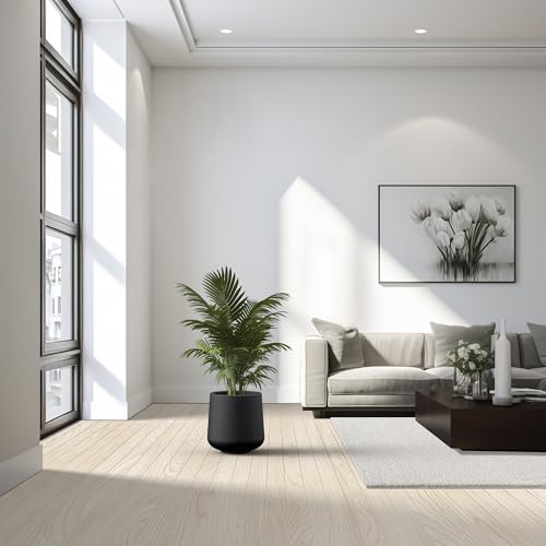 Kante Black Concrete Planter 13" Dia All-Weather Round Accent Pot - color: Black, size: 13" D