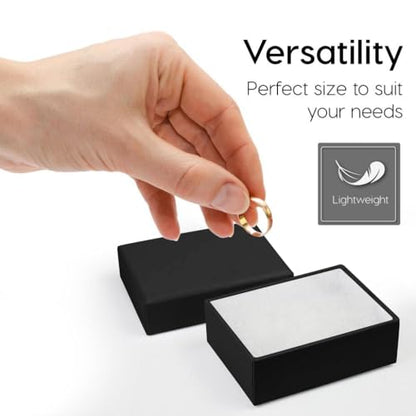 BULK PARADISE 6 Pack Cotton Fill Black Cardboard Paper Jewelry Box Gift Size 3.08 x 2.28 x 1.1 Inches Perfect for Small Gifts - color: Black