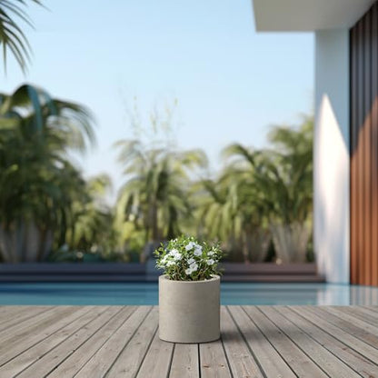 Kante 9.8" Tall Cylinder Concrete Planter, Weathered Small Round Flower Pot - color: Weathered Concrete, size: 9.8" Dia