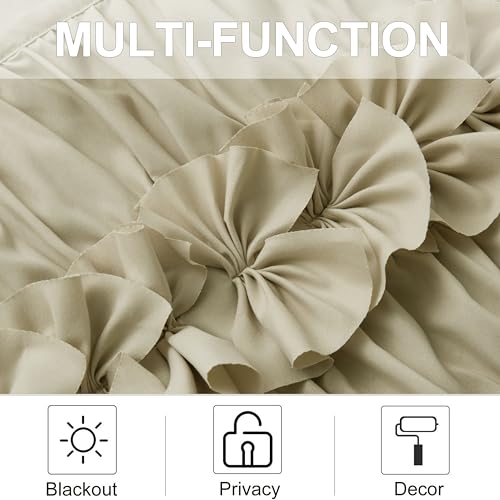 HIG 2 Pack Camel Handcrafted Window Treatment Tiers Curtains, 30"x36" - color: Camel, size: 30"W x 36"L (Pack of 2)