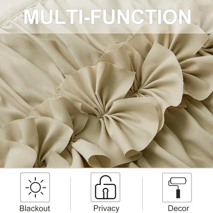 HIG 2 Pack Camel Handcrafted Window Treatment Tiers Curtains, 30"x36" - color: Camel, size: 30"W x 36"L (Pack of 2)