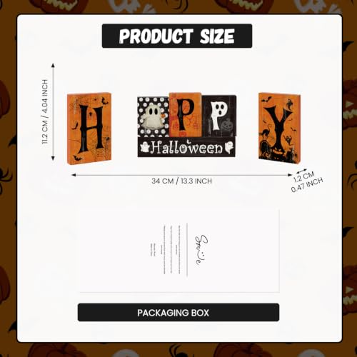 Smile Halloween Wooden Block Decor Set Happy Halloween Letter Pattern - style: Letter Halloween