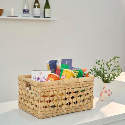 NAYA Set of 3 (13.8",11.6"&9.5") Water Hyacinth Shelf Wicker Baskets - size: Set 3 Small - Medium - Large