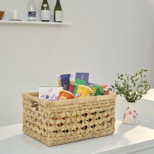 NAYA Set of 3 (13.8",11.6"&9.5") Water Hyacinth Shelf Wicker Baskets - size: Set 3 Small - Medium - Large