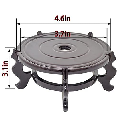 Feng Shui Chinese Wooden Fishbowl Planter Display Stand (4 Inch)